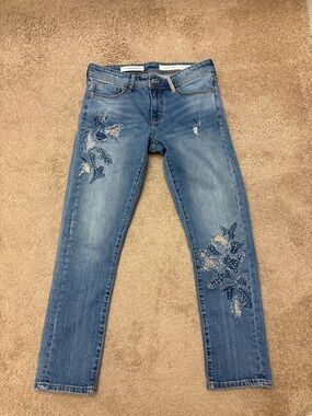 Pilcro Embroidered Slim Boyfriend Jeans